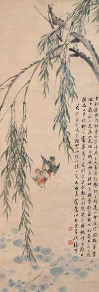 张熊 1849年作 花鸟 立轴